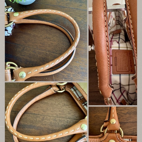 COACH Bleecker Heritage Canvas Tote & Matching Tattersall Wristlet 2007 - Picture 9 of 16